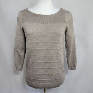 Loft Ann Taylor taupe boat neck 3/4 sleeve sweater XS
